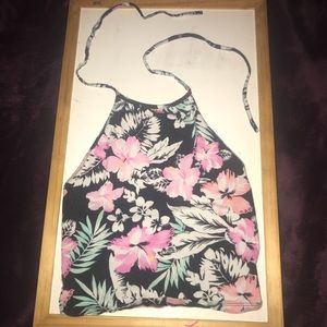 Cropped flowery halter top